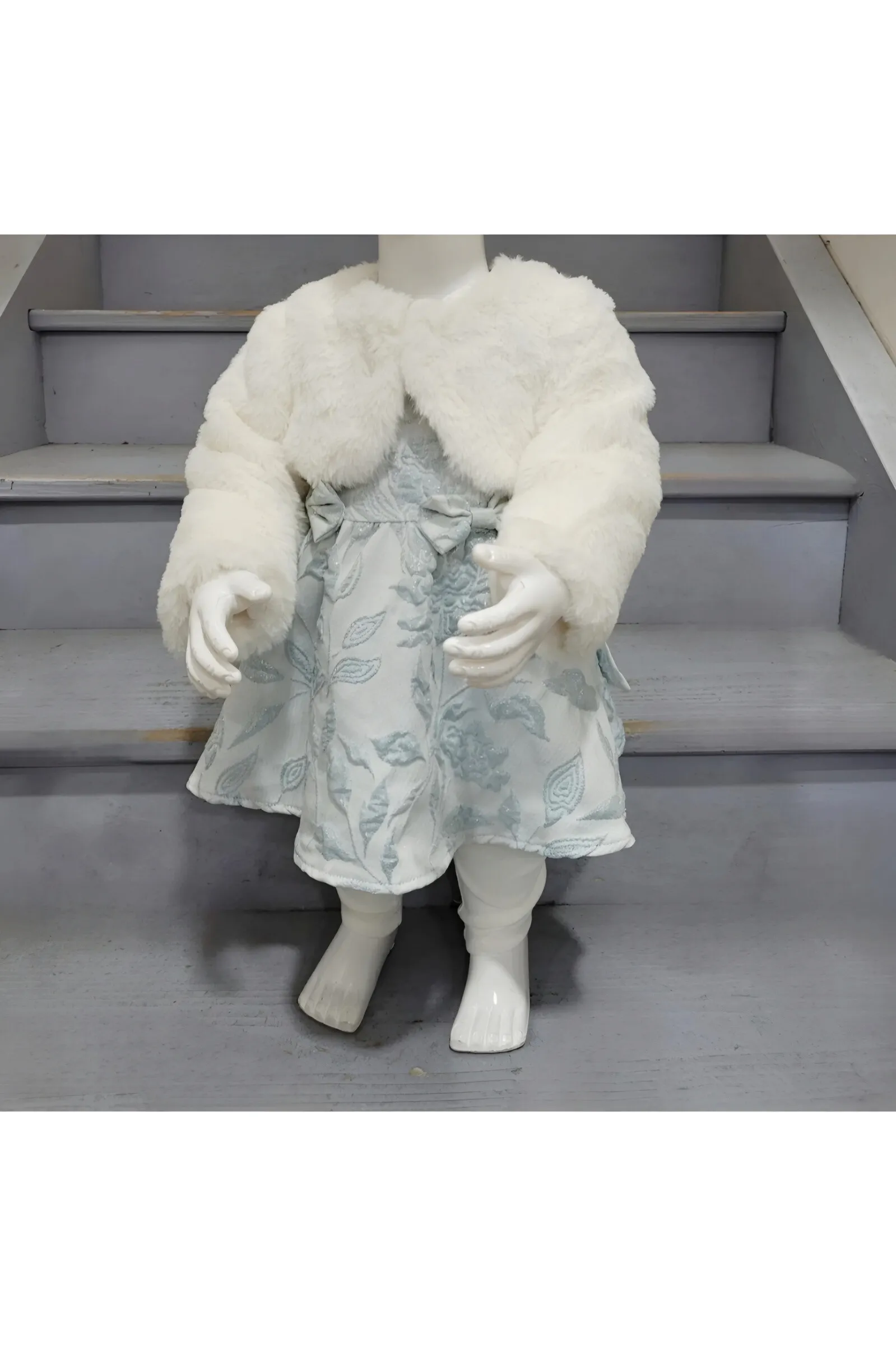 Baby-Set aus Kunstfell-Partykleid und Weste