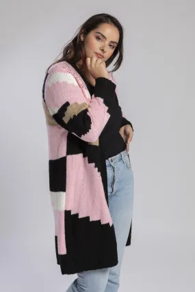 Rosafarbene Colorblock-Weste mit Pailletten (JX080)